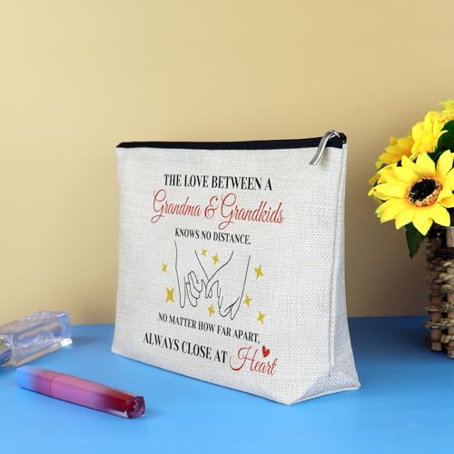 Grandma Gifts from Grandkids Makeup Bag Grandma Birthday Gifts from Granddaughter Grandson Mothers Day Thanksgiving Retirement Gift for Grandmother Nana Long Distance Gifts Cosmetic Bag Travel Pouch