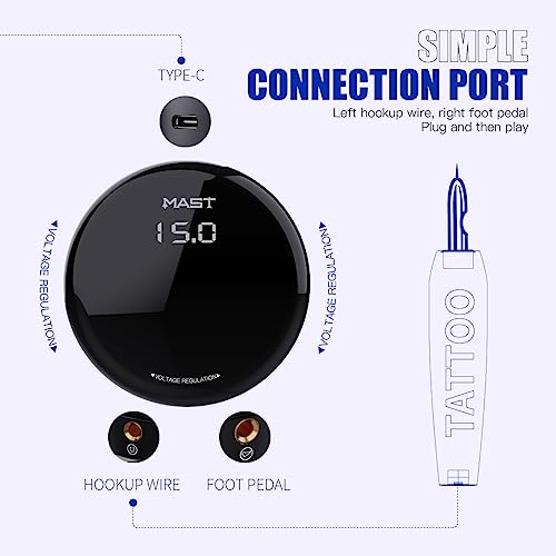 Mast Tattoo Power Supply, Halo2 Circle Digital Display Voltage, One Touch Easy Use for Tattoo Machine
