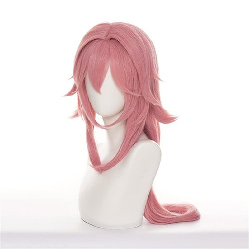 Mystylecos Genshin Impact Cosplay Yae Miko Wig Long Pink Wig with Bangs Halloween Costume Party Wig