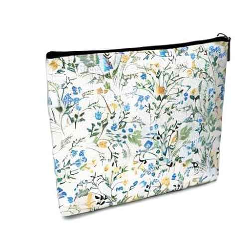 GREOXG Flowers Makeup Bag, Flower Pattern Travel Bag, Cute Flower Zipper Pouch Toiletry Bag Birthday Valentine Gifts for Woman Girls Sisters Mom Daughter Toiletries Organizer-D52