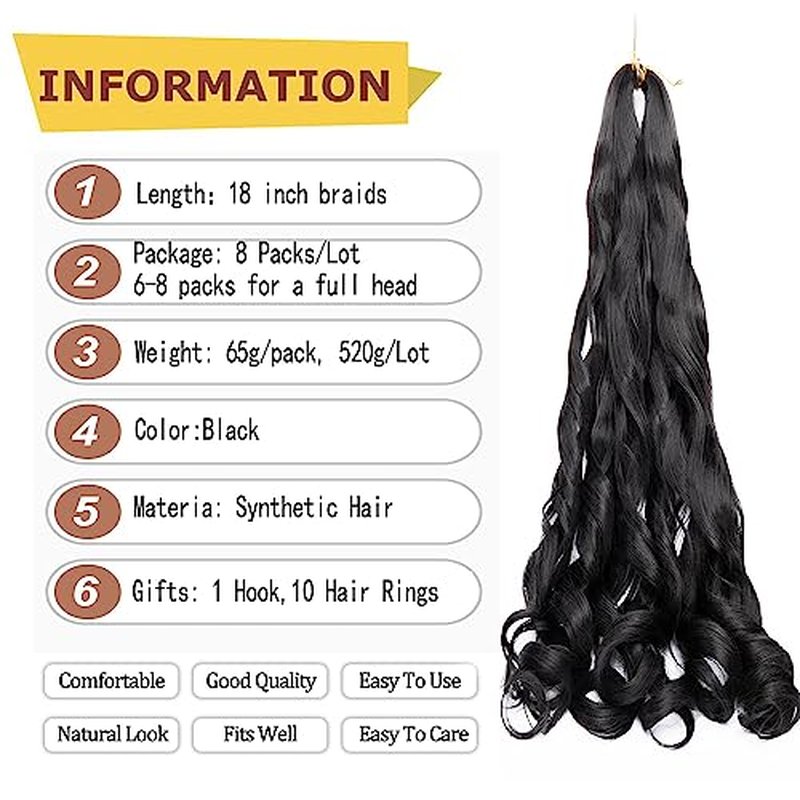 8 Packs French Curly Braiding Hair 24 Inch Loose Wave Spiral Curly Crochet Hair for Black Women Pre Stretched Braiding Hair with Curly Ends (24 Inch, #24)
