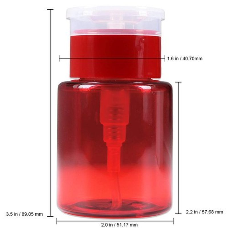 3oz Push Down Pump Dispenser Flip Top Cap Refillable Empty Bottle - Color: Red - Lockable Travel Cosmetic Packaging Empty Bottle for Nail Polish Manicure