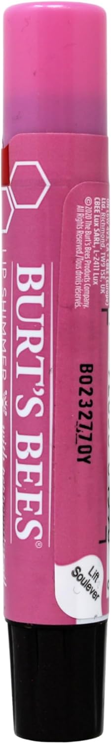 Burt's Bees Lip Shimmer, 100% Natural Moisturizing, with Peppermint Oil, Guava, 0.09 Oz - 6 Pack