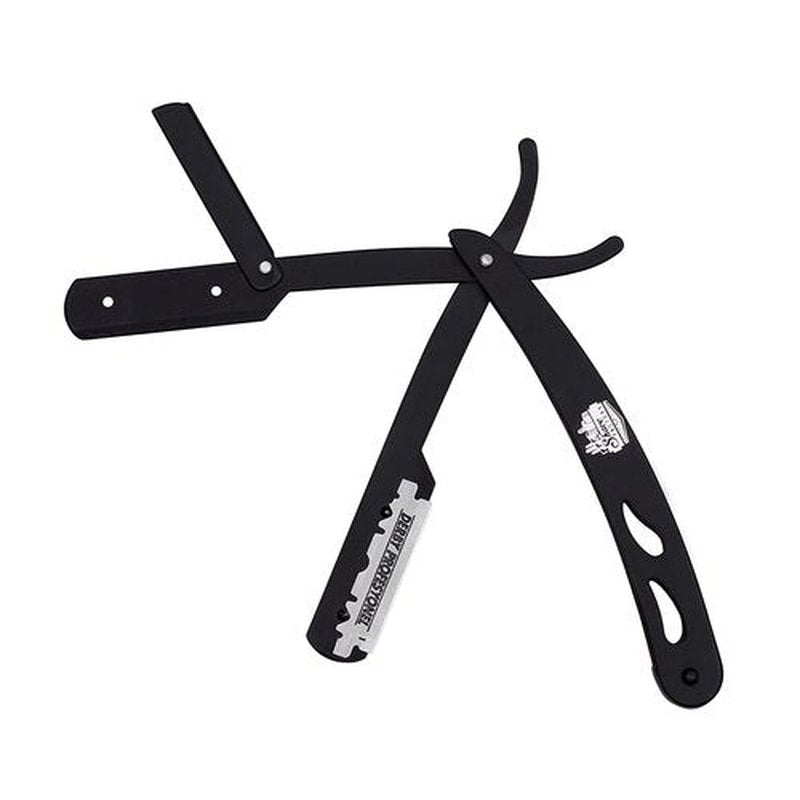 The Shave Factory Straight Edge Razor Kit (Black/Barber No2 Cologne 50ml / 100 Derby Premium Single Edge Razor Blades)
