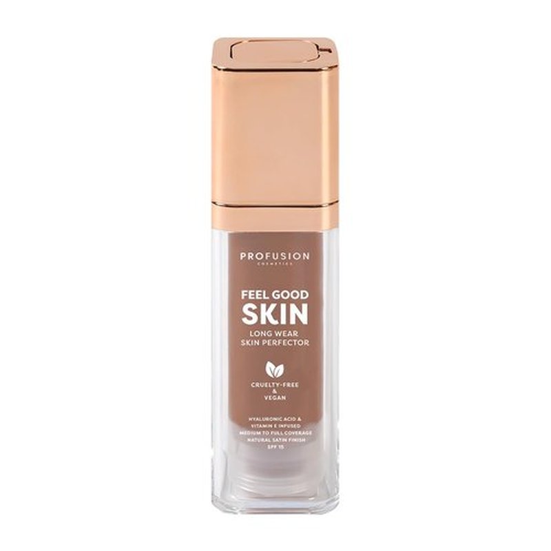 Profusion Cosmetics Feel Good Skin Perfector, Foundation Makeup for Radiant, Satin Finish, Available in 12 Curated Shades (Deep 510, 1)