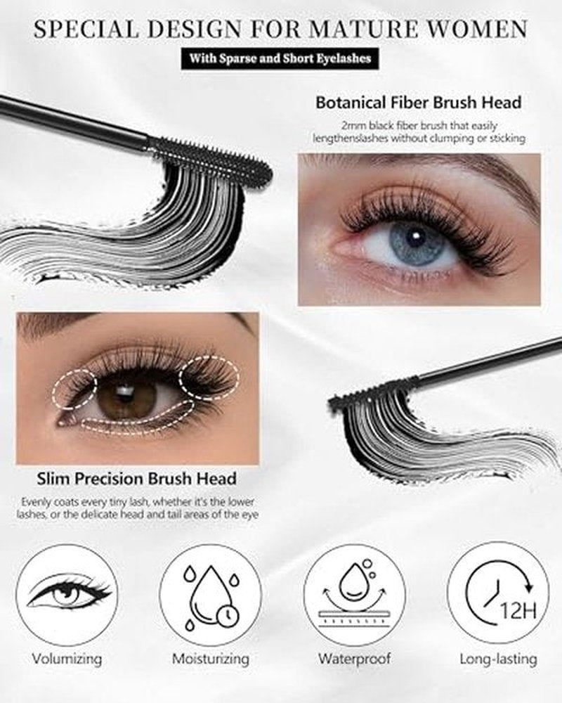 Black Mascara & Eyeliner Pen Kit-2Pcs Longlasting Waterproof Black Tubing Mascara 1Pcs Smudge-Proof Eye Liner Pencil,Volume and Length Curling Mascara Liquid Eyeliner Eye Makeup for Older Women-Set 01