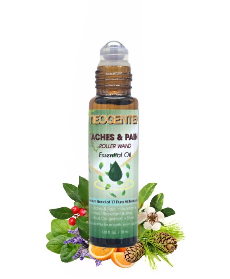 Aches & Pains Essential Oil Blend | Crafted from 17 Pure Botanical Oils | Natural Comfort & Relaxation – Aromatherapy Roll-On for Muscles & Joints, Headache – 10ml (Aches & Pains)