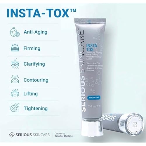 INSTA-TOX Facial Firming Wrinkle Smoothing Serum & Reverse Lift Firming Eye Cream Set - Tightener for Lines, Deep Wrinkles and Pores - Temporary Lift for Face and Eyes - Serious Skincare