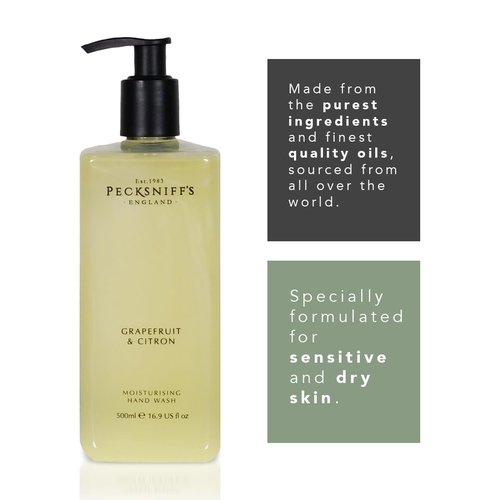 Pecksniff's Moisturizing Hand Wash - Vitamin B Enriched, Natural & Gentle Cleanser, Luxurious Hand Wash 500ml/16.9 fl oz (Grapefruit & Citron)