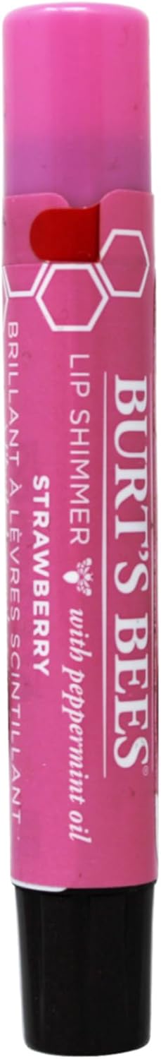 Burt's Bees Lip Shimmer, 100% Natural Moisturizing, with Peppermint Oil, Guava, 0.09 Oz - 6 Pack