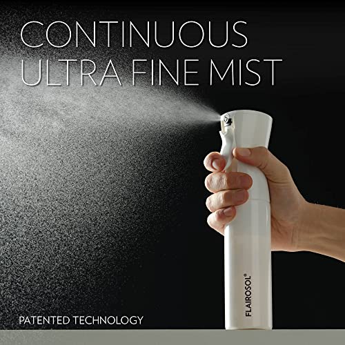 FLAIROSOL Spray Bottle for Hair, Continuous Spray Bottle with 0.3MM Ultra Fine Mist, Water Mister Spray Bottle for Hairstyling, Cleaning, Plants, Pets, 10.1oz/300ml, Black Bottle, Gold Print