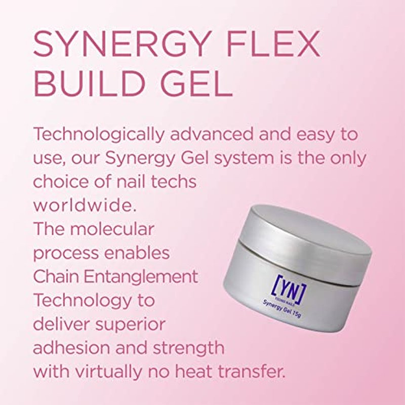 Young Nails Synergy Gel System, Building Gel - Hard Builder Gel, Superior Adhesion & Strength, Structured Nail Gel Builder - Flex Gel, Clear, 15g