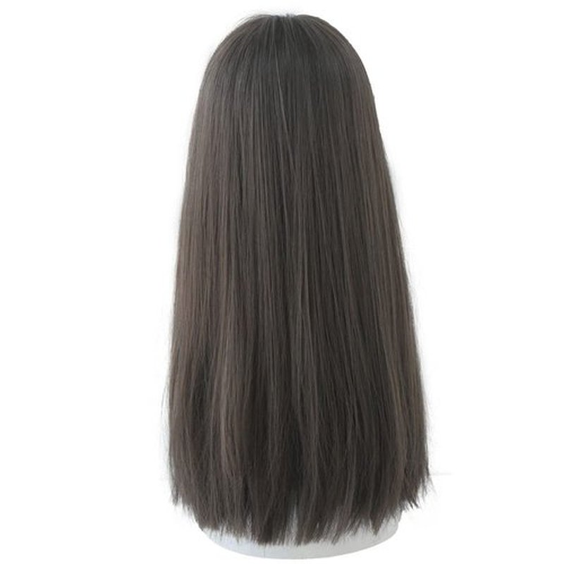 URCGTSA 22 Inches Long Straight Hair Wig for Women Natural Synthetic Brown Hair Wigs With Bangs Party Cosplay Wig for Girl (Light Brown)