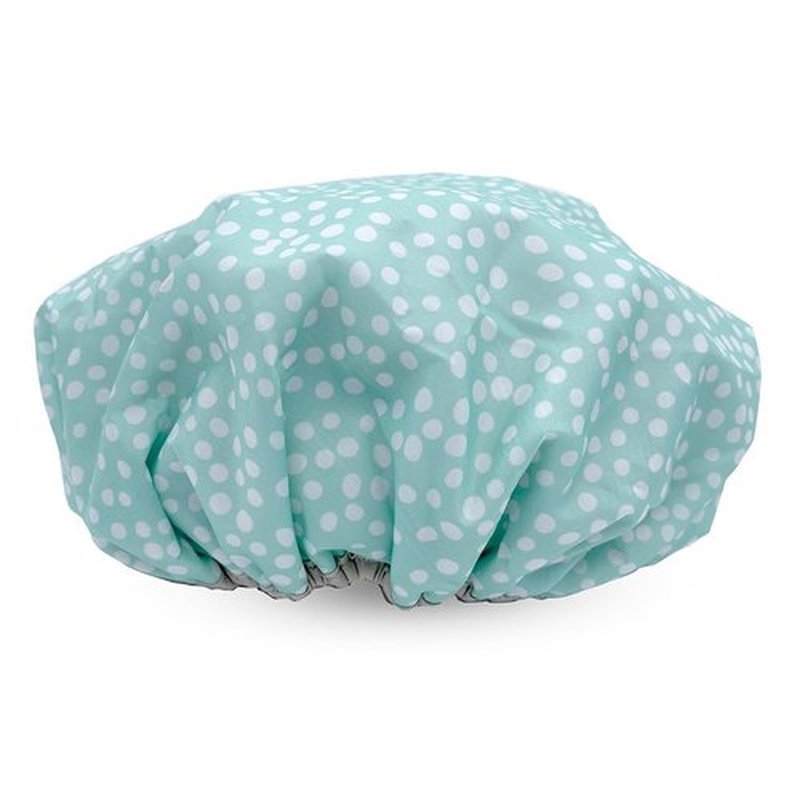 Reusable Nylon Shower Cap & Bath Cap, Reversible Oversized Waterproof Shower Caps Large Designed for all Hair Lengths w Terry Lining & Elastic Band Stretch Hem Hair Hat - Socialite Mint To Be
