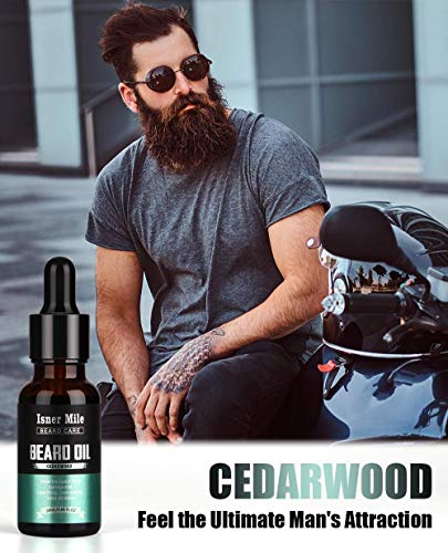 ISNER MILE Beard Oil 5 Pack, Stocking Stuffers Gifts for Him Dad Boyfriend, Mustaches Soften, Moisturize, Strength with Sandalwood, Bay Rum, Vanilla, Cologne, Unscented, Beard Maintenance Treatment