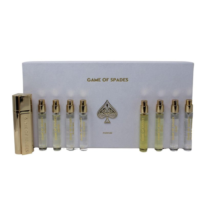 JO Milano Game of Spades 9-Piece Mini Parfum Set for Men & Women – Includes Boston, Moon, Blind Bid, Full House, Diamond, Gold, Ruby, Yellow Sapphire & High Roller (0.33 oz Each