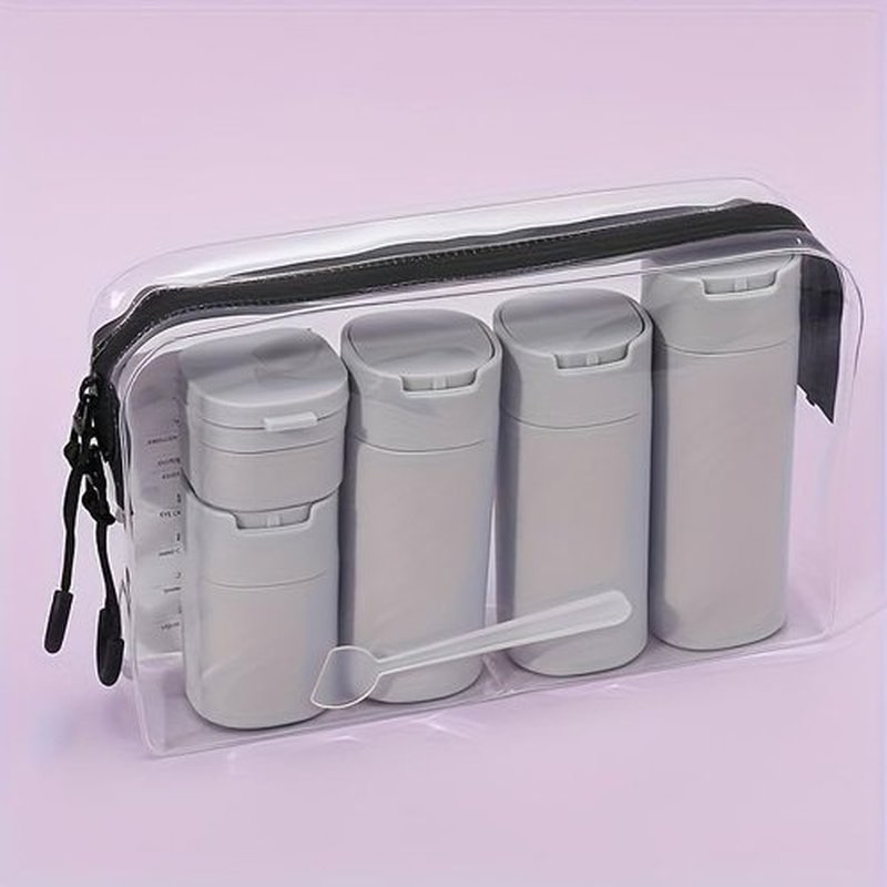 FANPOI 5pcs Travel Cream Dispenser Bottles Set Travel Bottles Toiletry Containers Set, TSA Approved, Travel Essentials (Light Grey)