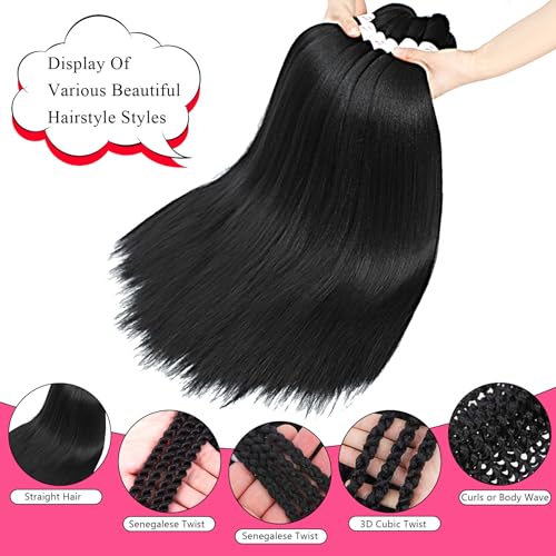 Pre Stretched Braiding Hair 26 inch 350# Braiding Hair for Black Women 8Packs Crochet Boho Braiding Hair Non Toxic (26 Inch(8packs), 350#)