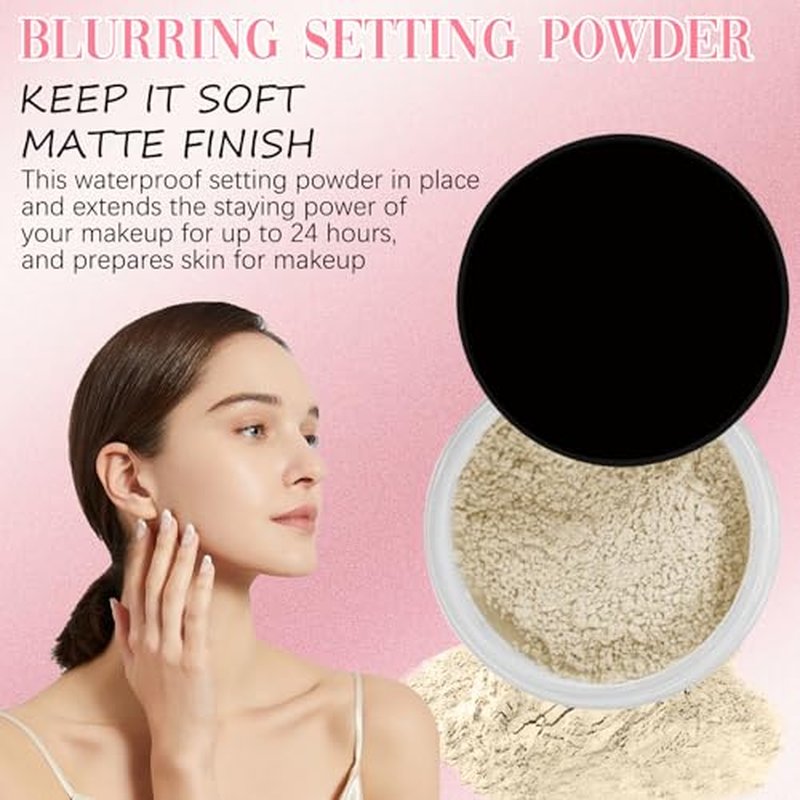 Blurring Setting Powder, Beauty Blurring Powder, Pink Setting Powder, Blurring Powder for All Skin Types, Water-proof and Long-lasting, Daily Make up (Beige)