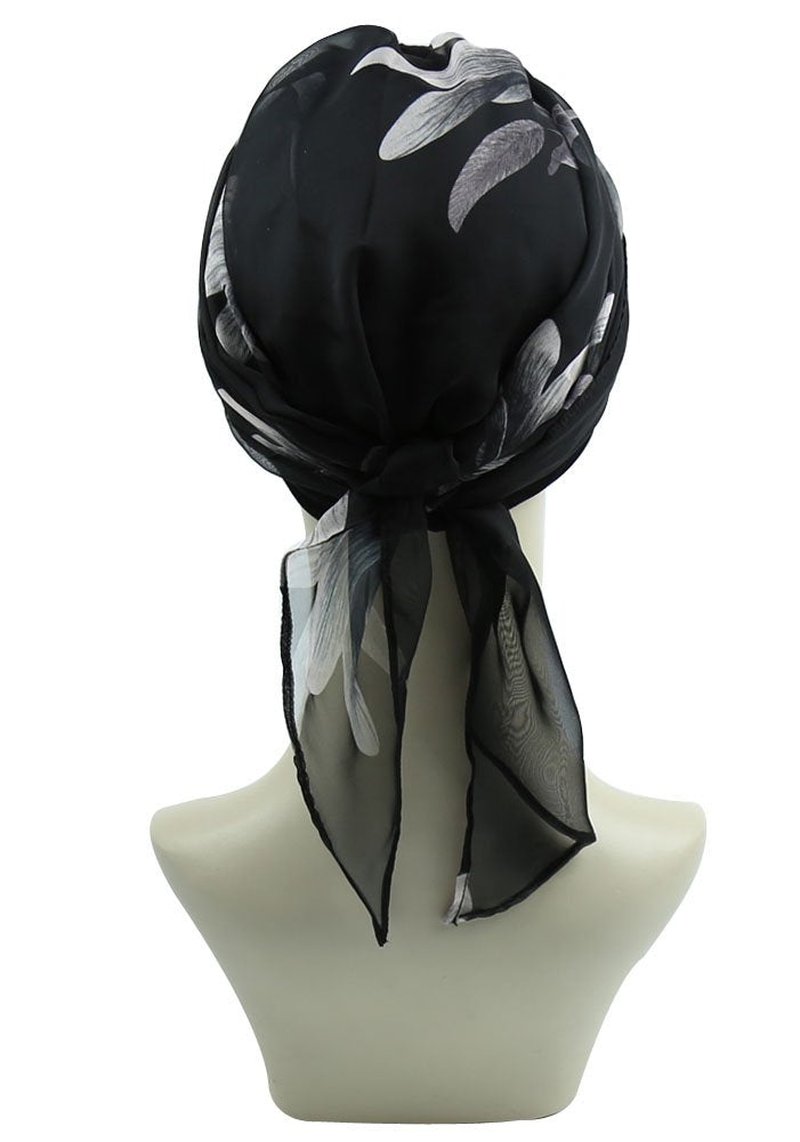 Chemo Caps for Women Light Weight Cancer Scarf Feminine Head Cover for Long Hair Girls White Flowers