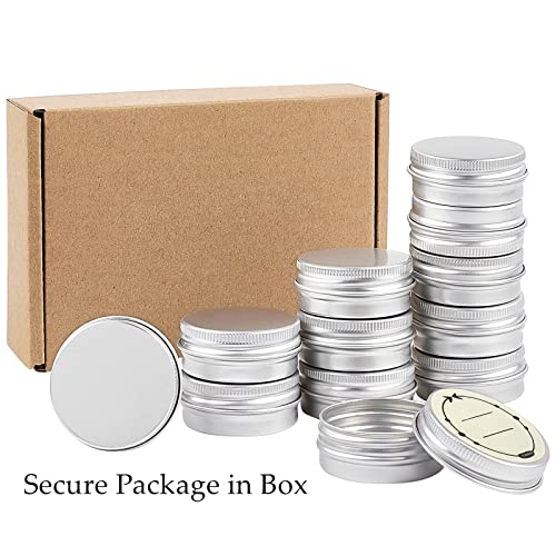TUZAZO 24Pack 1/2 Oz Aluminum Tin Cans with Screw Lid and Labels, Refillable Travel Sized Cosmetic Containers Small Tins for Lip Balms, Salves, Lotion Bars, Candles