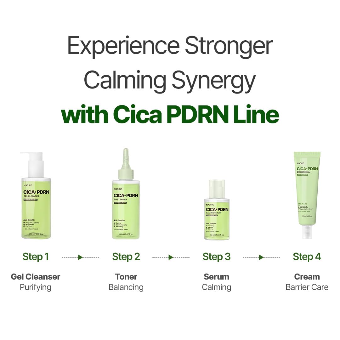 NACIFIC CICA PDRN First Toner 5.07 fl oz 150ml, Centella Asiatica & PDRN for Sensitive Skin, Cooling Spot Toner, Balancing & Soothing Korean Skincare