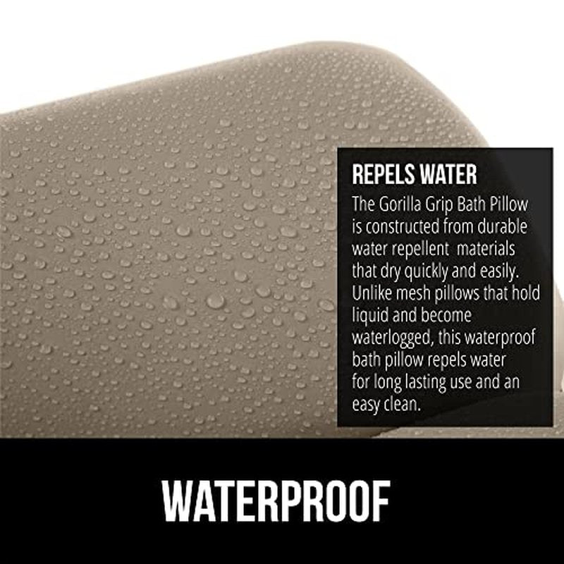 Gorilla Grip Bath Pillow for Tub, Improved Suction Cups, Luxury Bathtub Pillows, Headrest for Neck and Back Support, Relaxing Home Spa, Hot Tub and Bathroom Essentials, Gifts for Women, 2 Panel Beige