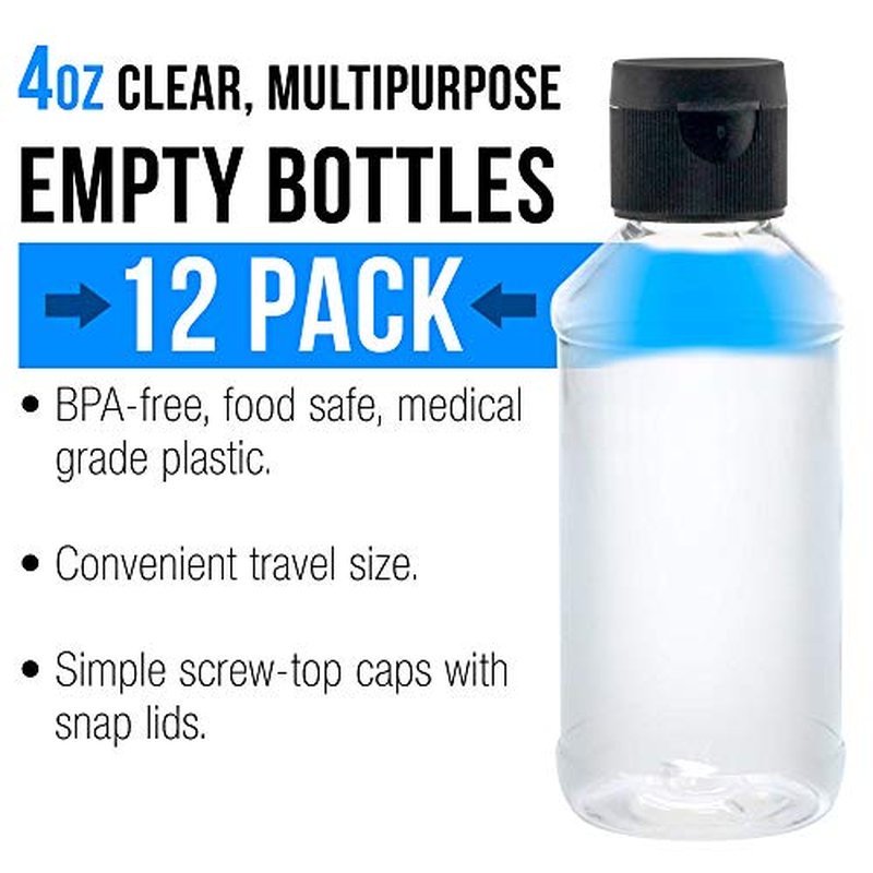 U.S. Art Supply 4 ounce Squeeze PET Plastic Bottles with Flip Cap - BPA-free, food safe, medical grade plastic, acrylic pouring paint Great For Hand Sanitizer (Pack of 24)