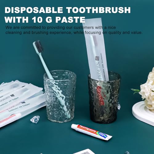 FAOEHN Disposable Toothbrushes with Toothpaste Pack of 30,Straw Green Toothbrush in Bulk with 10g Toothpaste Individually Wrapped Disposable Travel Toothbrushes Kit for Homeless,Airbnb,Hotel,Charity