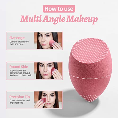 Makeup Sponge Set BS-MALL Blender Sponges 7 Pcs for Liquid, Cream, and Powder, Multi-colored with 1 Mini Makeup Sponge Pink (A-HotPink)