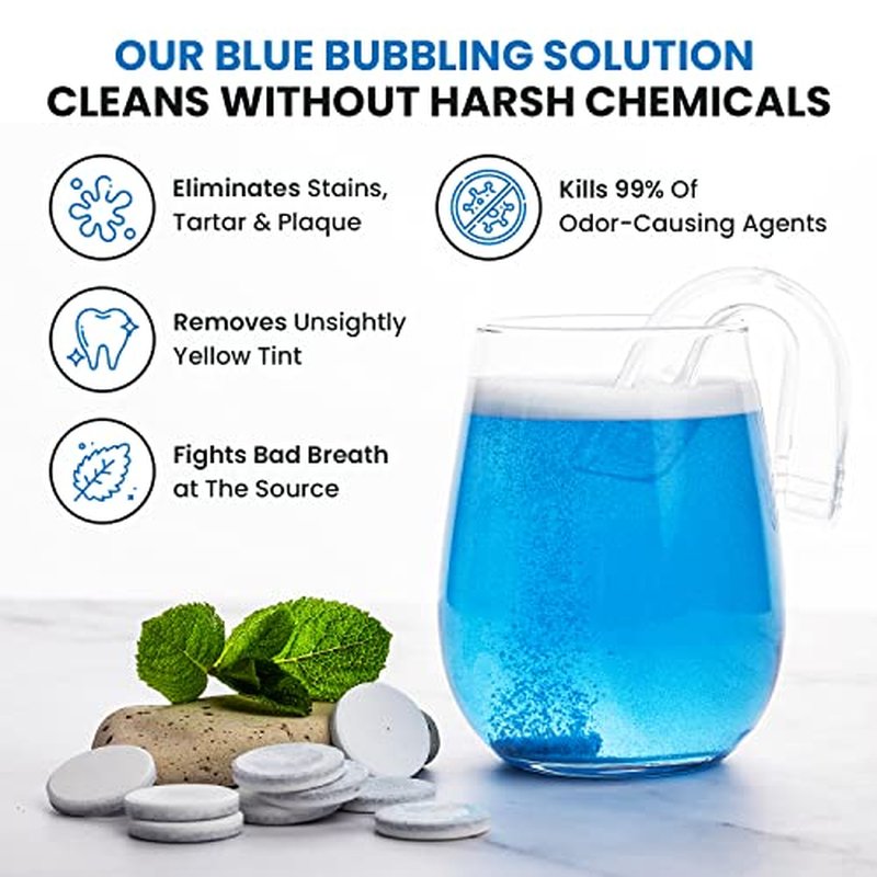 60 untis Retainer Cleaner and Denture Cleaning Tablets - Mouthguard Cleaner and Denture Cleaner Tablets Remove Plaque, Odors and Stains from Aligners, Night Guard and Removable Dental Appliances