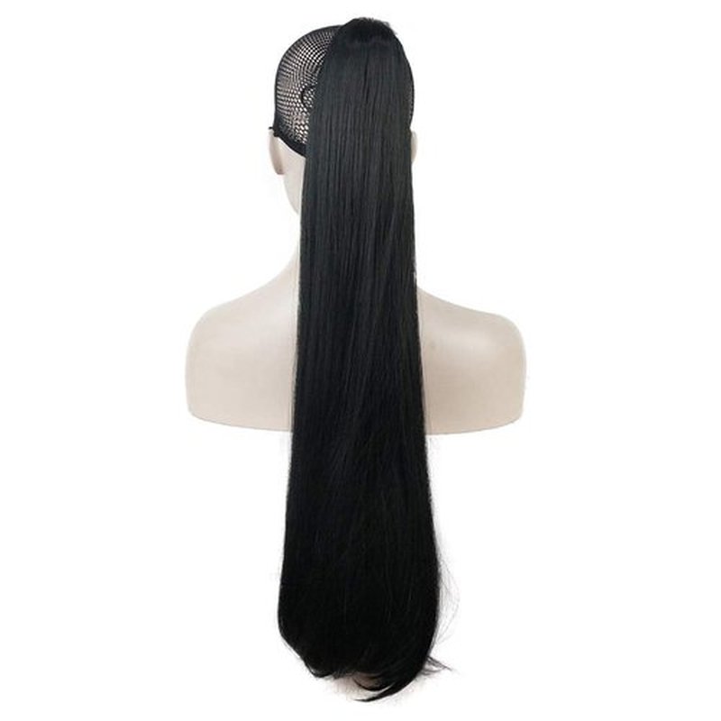 Lydell 24" Long Straight Styled Clip In Claw Ponytail Hairpiece Synthetic Hair Extension with a jaw/claw clip Black