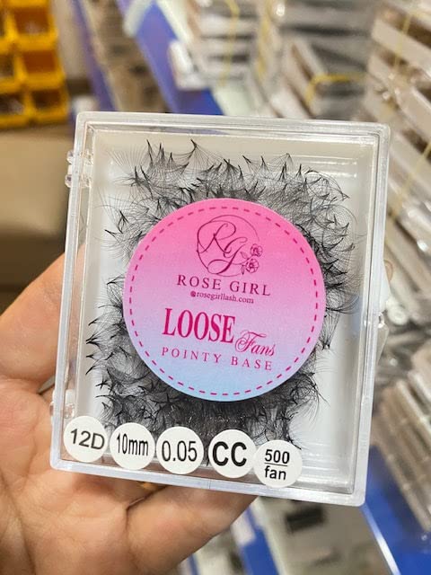 ROSE GIRL Loose Promade Fans - Natural Look Handmade Volume Eyelashes From 3D To 16D - C CC D DD Curl - False Lashes Extensions - Thickness 0.03~0.1 mm - 8~20 mm Length (12D-0.03-C (13mm))