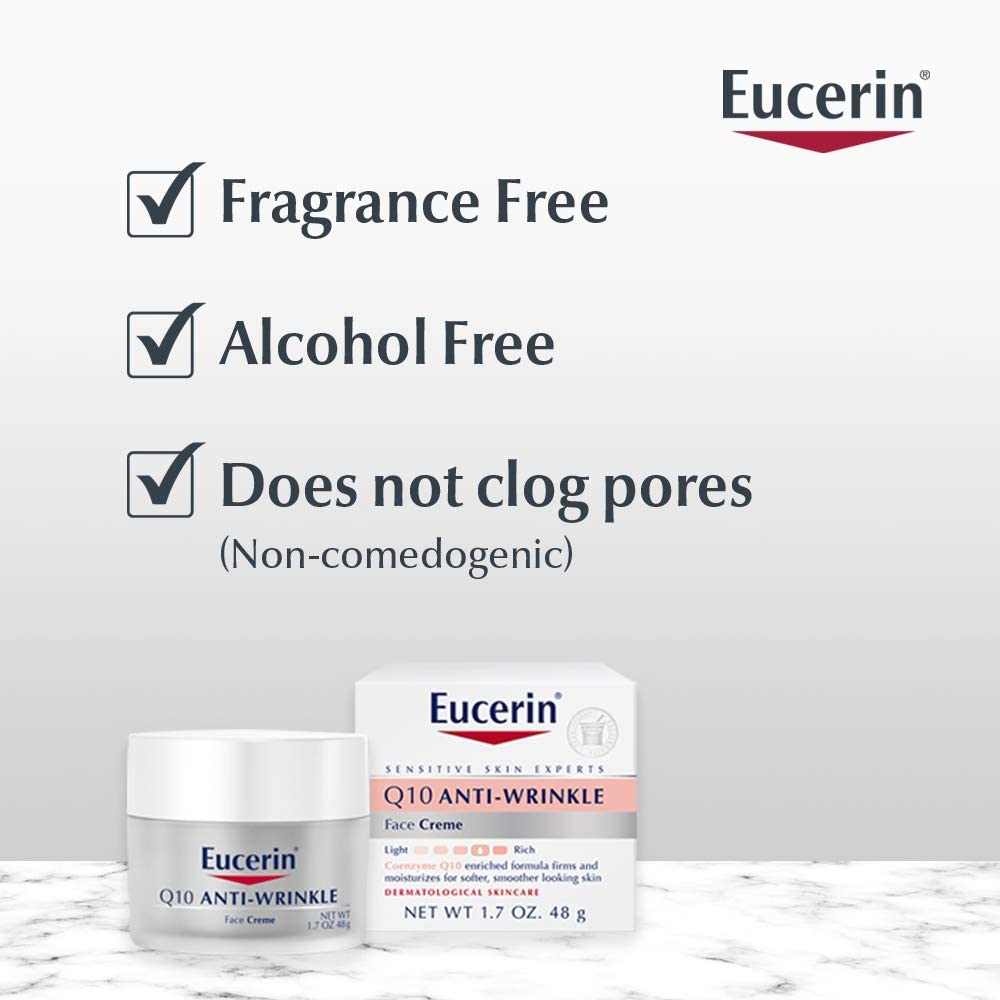 Eucerin Q10 Anti-Wrinkle Face Cream for Sensitive Skin - 1.70 oz (Pack of 2)