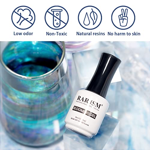 RARJSM Blooming Gel Nail Polish,Clear Blooming GelPolish 15ML UV LED Soak Off Nail Art Polish Blossom Gel for Spreading Effect Graffiti Marble Flower Watercolor Magical DIY Manicure Design
