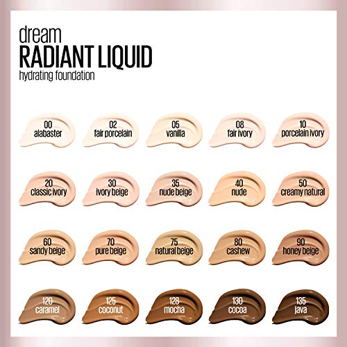 Maybelline Dream Radiant Liquid Medium Coverage Hydrating Makeup, Lightweight Liquid Foundation, Coconut, 1 Count (Pack of 2)