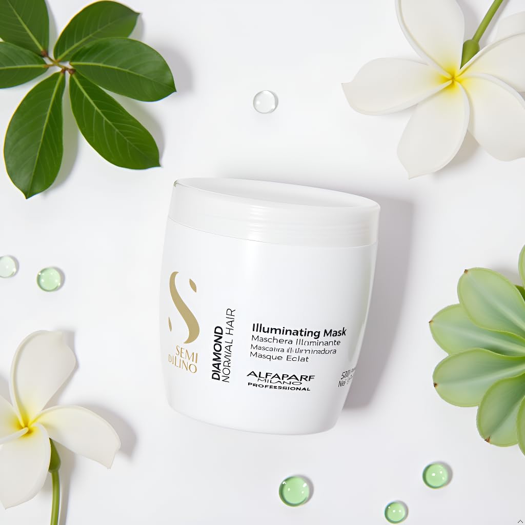 Alfaparf Milano Semi Di Lino Diamond Illuminating Hair Mask - Color Safe Deep Conditioner for Color Treated Hair - Adds Shine and Body - Sulfate, Paraben and Paraffin Free - Professional Salon Quality