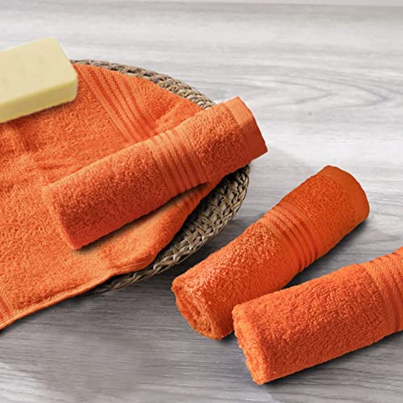 Belizzi Home Ultra Soft Cotton Washcloths, Contains 12 Piece Face Cloths 12x12 inch, Ideal for Everyday use Face Towels, Compact & Lightweight Multi Purpose Washcloths - Orange