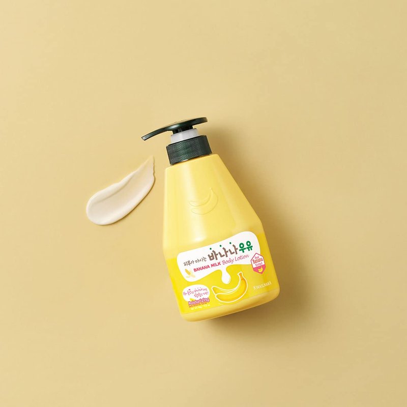 WELCOS KWAILNARA Banana Milk Body Lotion (19.75 Fl Oz) – Korean Body Lotion for Deep & Lightweight Hydration | Milk Protein, Royal Jelly, & Banana Extract for Elasticity | Paraben-Free & Non-Greasy