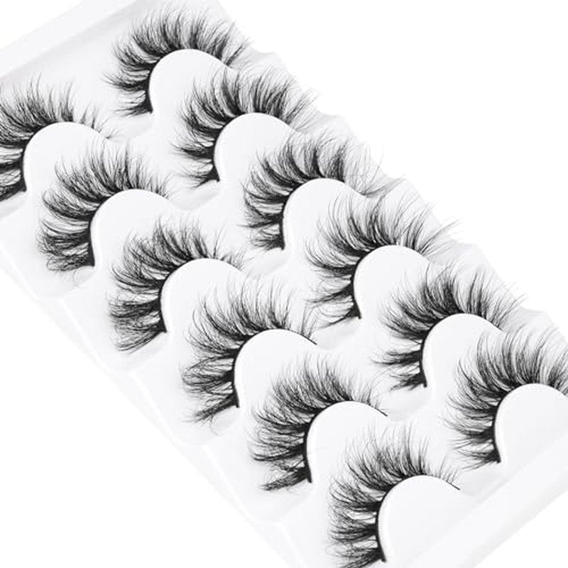 Cat Eye Lashes Fairy Eyelashes Wispy Fluffy False Eyelashes Fox Strip Fake Eyelashes 5 Styles Mixed Fluffy Mink Lashes with Long Tail Eye Lashes Pack 5 Pairs
