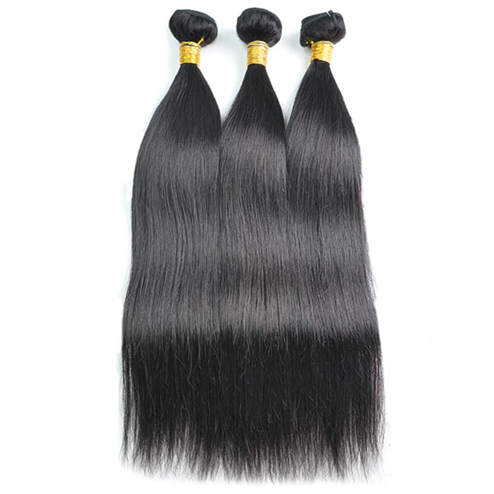 Straight Bundles Human Hair 8A Grade Unprocessed Brazilian Virgin Remy Hair 1 Bundle 8 Inch Straight Human Hair Bundles for Black Women Nature Black Color