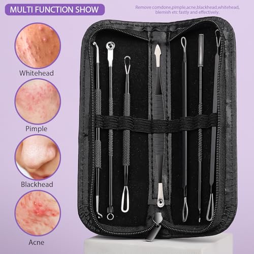 Teenitor 7 in 1 Blackhead Remover Tools, Surgical Grade Pimple Popper Tool Kit, Blackhead Extractor, Pimple Extractor, Black Head Remover for Face Nose