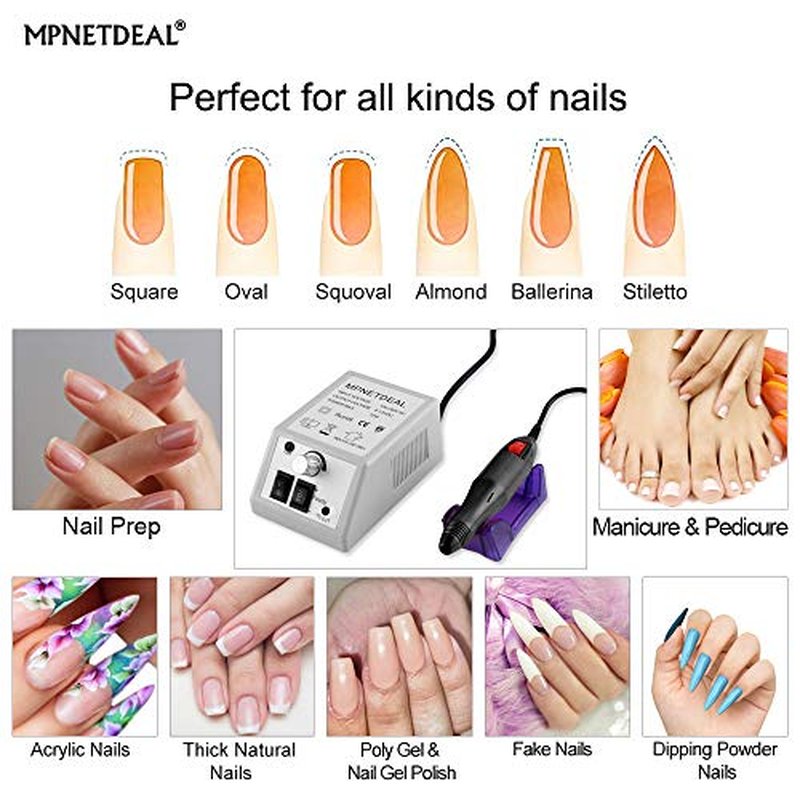 Electric Nail Drill Machine Manicure Pedicure Kit Electric Nail Art File by MPNETDEAL (Gray SetA)