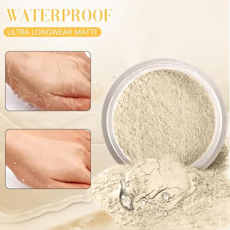 Beauty Blurring Powder,Beauty Setting Powder,Beauty Pink Setting Powder with Powder Puff Brush,Waterproof Setting Powder For All Skin Tones (Beige, 1 Set)