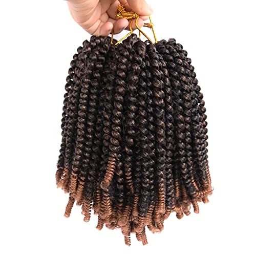 Spring Twist Hair 8-inch 90 Strands Crochet Hair Braids Synthetic Braiding Hair Extensions Low Temperature Fiber olanyas Spring Twist hair for Black Women (T1B/30)