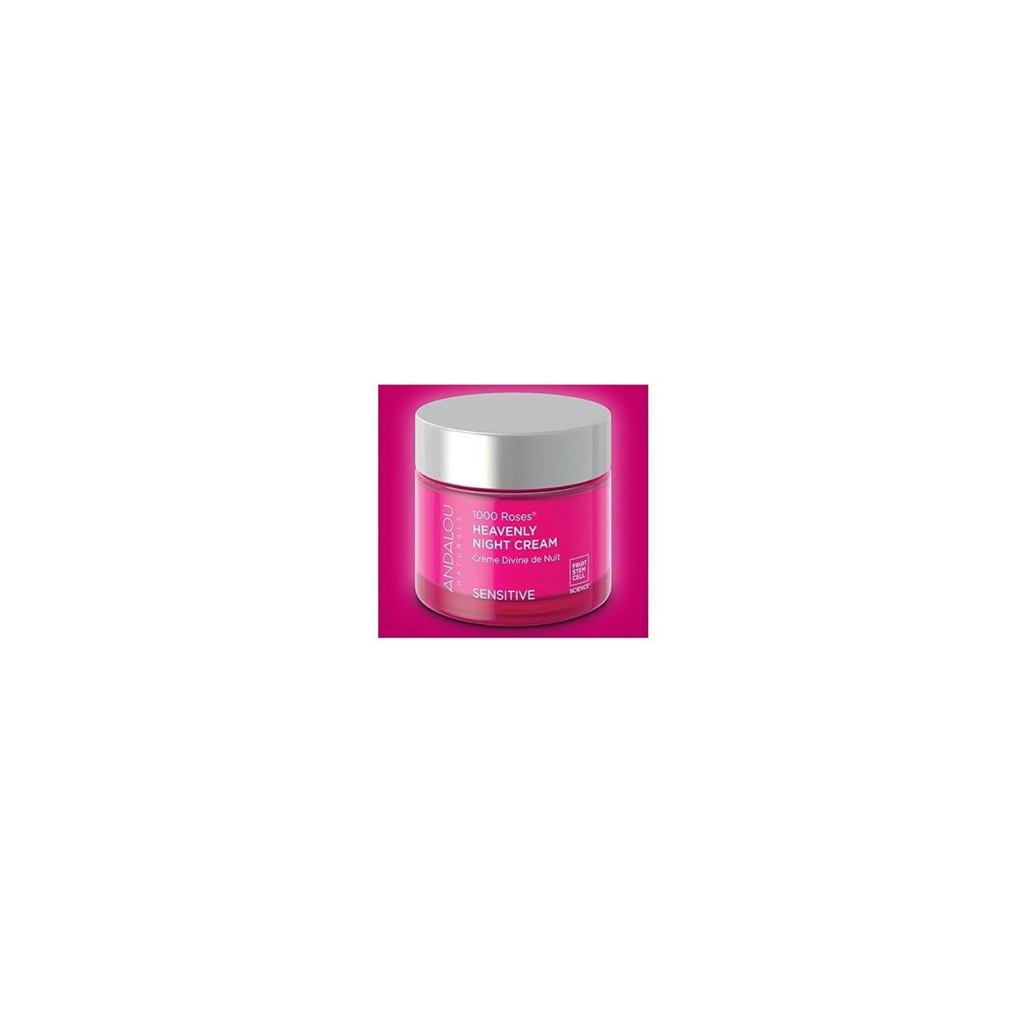 Andalou Naturals Heavenly Night Cream 1000 Roses, Sensitive Skin Moisturizer for Face, Enriched with Hyaluronic Acid & Aloe Vera, 1.7 Ounce