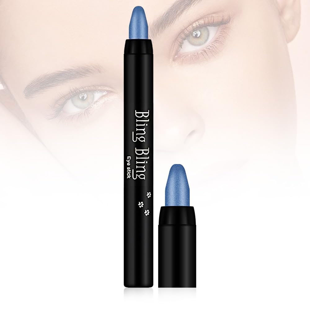 Eyeshadow Stick Set, 2025 New 16 Color Highlighter Eyeshadow Pencil Waterproof Glitter Eye Shadow Eyeliner Pen, Cream Eyeshadow Long Lasting Waterproof High Pigmented Eye Shadow (#13 Dark Blue)