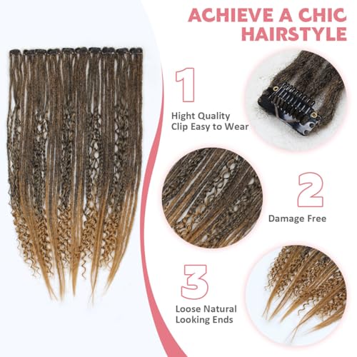 24 Inch Clip in Dreadlock Hair Extensions 10Clips 40 Strands Synthetic Handmade Soft Clip In Dreads Extensions for Women,Pink