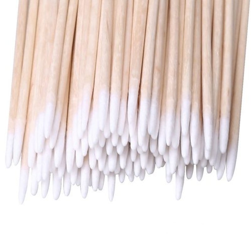 RIKWOG 400pcs Pointed Cotton Swabs, 4 inch Precision Microblading Cotton Swab Cotton Sticks Applicator for Eyebrow Tattoo Beauty Make-up Nail Clean, Wood Handle Pointed Tip Head