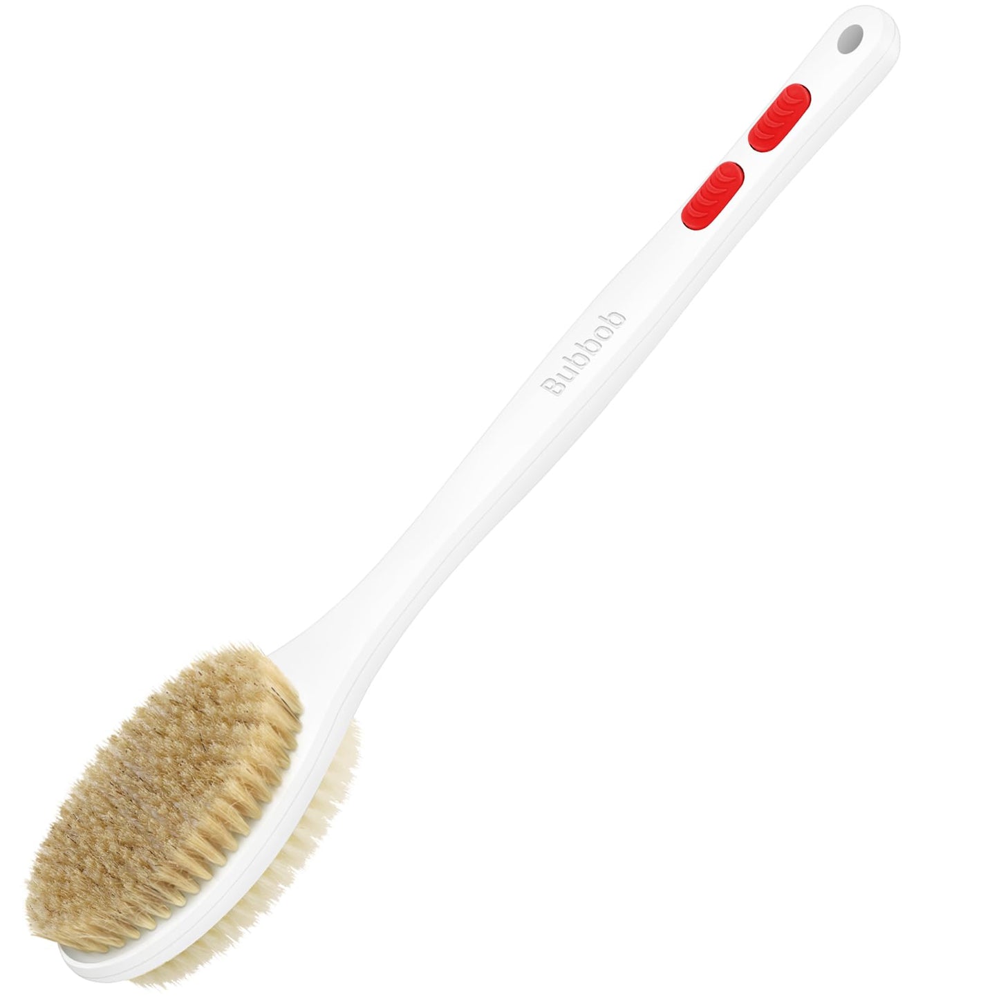 Bubbob Back Scrubber, Back Scrubber for Shower, Bath Brush Long Handle for Shower with Double Sided Bristles for Wet or Dry Brushing (Red)